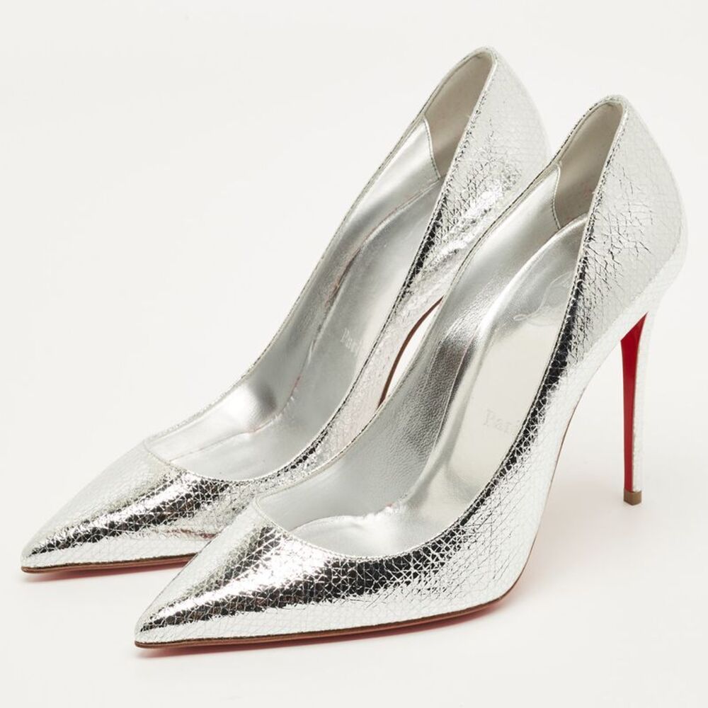 Christian Louboutin So Kate Size 38 Silver Leather Pumps - Picture 2 of 7